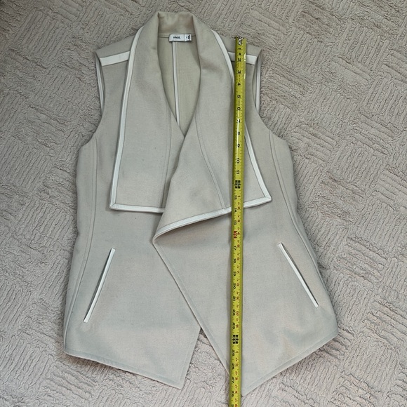 Vince Cream wool blend drape neck leather trim open Vest Size XS - Picture 16 of 16